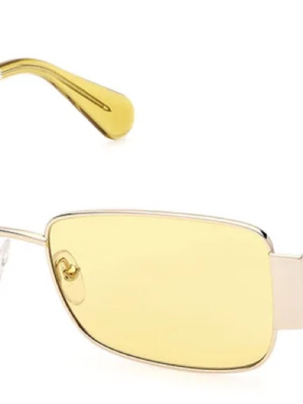 MAX&Co. Gold Open-Temple Sunglasses Yellow Tinted Lenses Y2K + Pouch